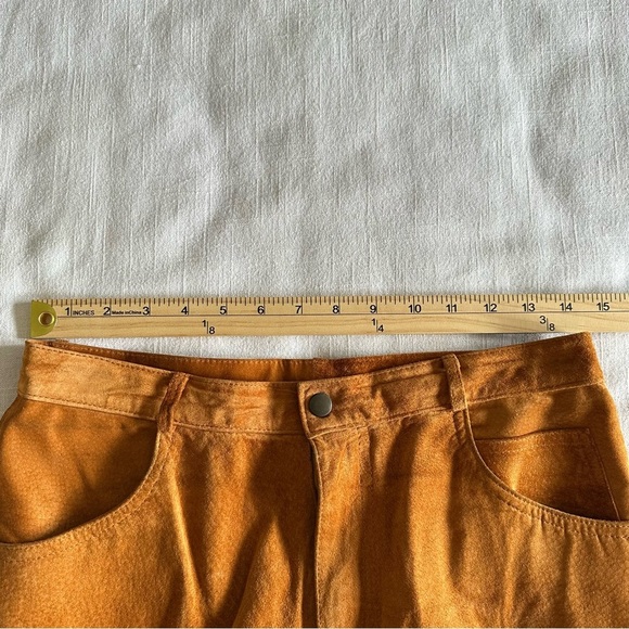Vintage Design Assets Pants Womens 12 Suede Leather Straight Lined 90s Western - Picture 8 of 14
